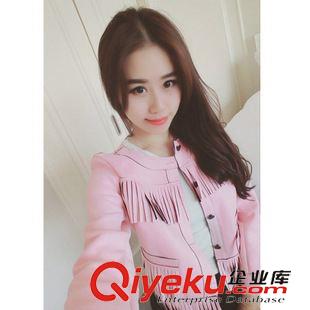 秋款小外套 2015新款麂皮絨流蘇短外套 秋裝歐美明星款拼接百搭夾克時尚女裝原始圖片3