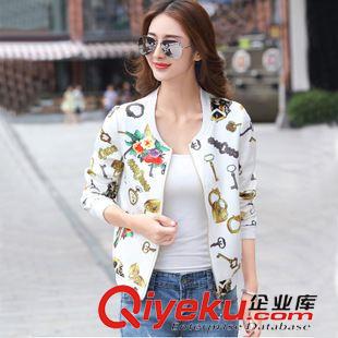 秋款小外套 2015秋季新款印花學(xué)生短外套女裝棒球服女長袖開衫蕾絲小外套