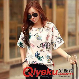 女式T恤 2015夏裝新品韓版時(shí)尚寬松大碼女裝上衣印花短袖女t恤潮原始圖片2
