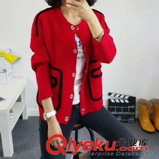 9月新款 2015秋季韓版女裝新款厚款針織開衫外套 衛(wèi)衣針織外套女原始圖片2