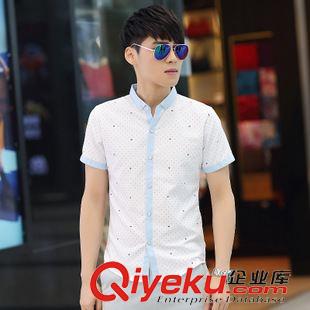 精品男裝系列 男裝短袖韓版原創襯衫2015夏季流行時尚韓版修身商務休閑青春