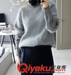 未分類 春冬韓版復古麻花袖百搭打底針織衫半高領兔毛毛衣套頭原始圖片3