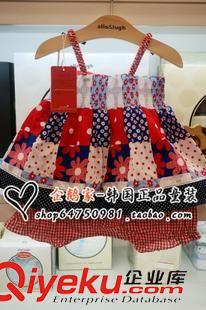 女童現(xiàn)貨 2015夏季新款女童吊帶裙+短褲套裝純棉兒童可愛2件套原始圖片2