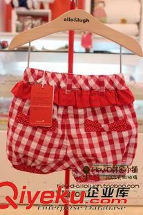 女童現(xiàn)貨 2015年夏季新款韓國15夏款紅格子女寶短褲原始圖片2