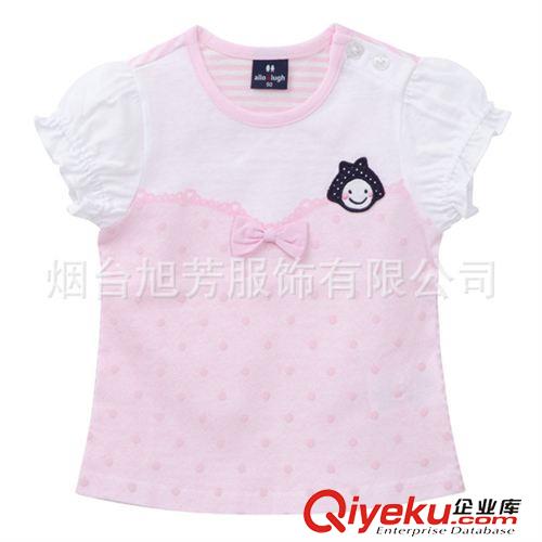 夏款 韓國(guó)夏季童裝aitch pall女寶寶粉白胸前蝴蝶結(jié)算短袖T現(xiàn)貨批發(fā)原始圖片3