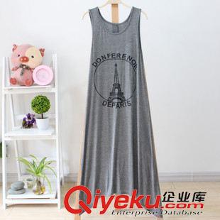 ◆ 長(zhǎng)期有貨款 韓版休閑女式鐵塔莫代爾沙灘拖地長(zhǎng)裙 地?cái)傌浽磮A領(lǐng)無(wú)袖長(zhǎng)裙女原始圖片2