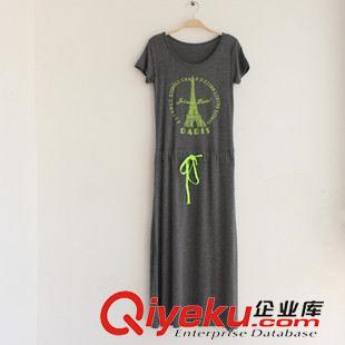 ◆ 連衣裙  半身裙  淘寶同款鐵塔印花女式長裙莫代爾舒適寬松連衣裙女 女士包臀裙原始圖片2