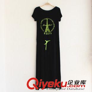 ◆ 連衣裙  半身裙  淘寶同款鐵塔印花女式長裙莫代爾舒適寬松連衣裙女 女士包臀裙原始圖片3