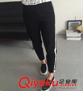 ◆打底褲 長(zhǎng)褲 短褲 秋款 運(yùn)功休閑褲側(cè)面拼條修身薄款超彈力女士打底褲韓國(guó)代購(gòu)款女原始圖片2