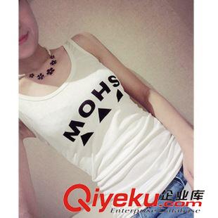 ◆吊帶 背心 開衫 罩衫 廠家批發(fā) 純棉字母雙U背心夏季百搭吊帶顯瘦高彈小衫打底背心原始圖片3