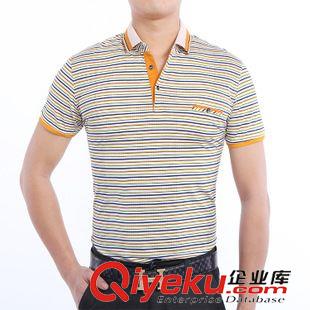 短袖t恤 2015新款中年男士短袖t恤 條紋男式棉T恤衫 商務(wù)男裝寬松廠家批發(fā)原始圖片3
