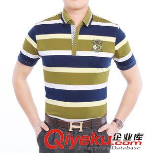色織條 2015夏季新 品牌男裝定做批發(fā)男式條紋短袖t恤廠家直銷(xiāo)一件代發(fā)原始圖片3