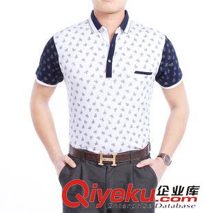 插色 2015春夏男裝新品上衣純棉商務短袖男式t恤 絲光棉翻領男士衣服男