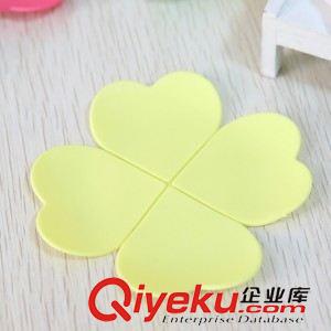 杯子 隨手杯 創(chuàng)意立體四葉草墊 心形防燙硅膠杯墊原始圖片3