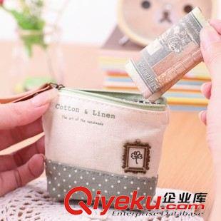 筆袋●文具盒 韓版棉麻拼色零錢包 雜物收納手包 便攜鑰匙包袋批發原始圖片2