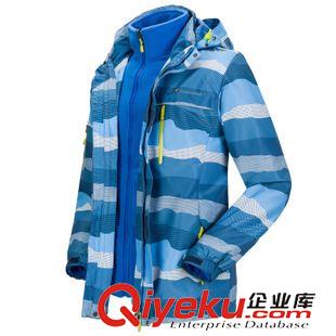 沖鋒衣/滑雪服 男三合一兩件套沖鋒衣 加厚保暖抓絨內膽 條紋大碼外套 56151A原始圖片3