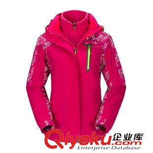 沖鋒衣/滑雪服 戶外運動女士沖鋒衣時尚印花防風保暖三合一兩件套抓絨內膽56105B原始圖片2