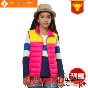 棉/羽絨馬甲 女款羽絨馬甲 白鴨絨 加厚輕盈保暖 韓版條紋拼色時(shí)尚  YW5186