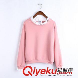20150918新品 2015韓版鉆石字母刺繡貼布針織外套拼接袖撞色寬松長袖套頭衛衣女