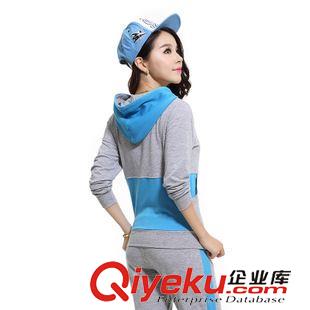 20150909新品 2015秋裝新品運(yùn)動(dòng)兩件套 連帽開衫長袖印花班服套裝女原始圖片3