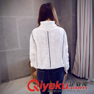 20150906新品 2015秋冬新款韓版粗針毛衣套頭女 高領韓國厚寬松針織外套女原始圖片2