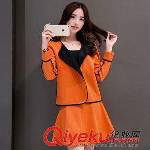 20150903新品 2015時尚新款韓版長袖套頭毛衣秋裝 針織上衣+半身裙印花兩件套裝
