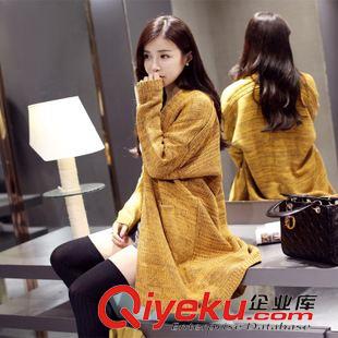 20150806新品 2015秋冬新款韓版女裝寬松針織開(kāi)衫中長(zhǎng)款毛線大毛衣外套潮原始圖片2