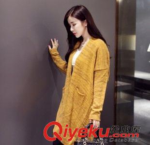 20150806新品 2015秋冬新款韓版女裝寬松針織開(kāi)衫中長(zhǎng)款毛線大毛衣外套潮原始圖片3