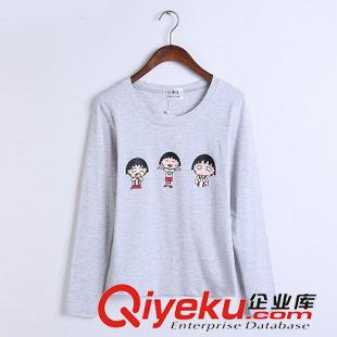 長(zhǎng)袖T恤 2015韓版經(jīng)典三個(gè)小丸子可愛卡通長(zhǎng)袖打底衫 秋冬百搭純棉T恤女原始圖片2