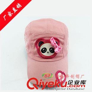 兒童帽子 2015兒童帽子秋款韓版卡通熊貓貼布繡平頂帽女 定做外貿日單帽子原始圖片3