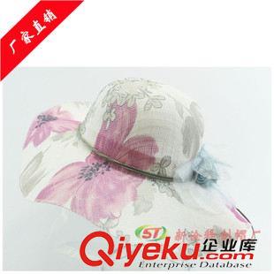 草帽 2015新款大沿草帽夏季新款草帽中國(guó)風(fēng)水墨荷葉印花沙灘大沿帽女士