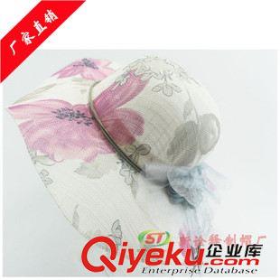 草帽 2015新款大沿草帽夏季新款草帽中國(guó)風(fēng)水墨荷葉印花沙灘大沿帽女士