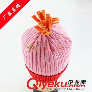 針織帽 東莞生產(chǎn)廠家定做翻邊提花六角針織毛線帽子 女士簡約條紋套頭帽