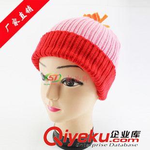 針織帽 東莞生產(chǎn)廠家定做翻邊提花六角針織毛線帽子 女士簡約條紋套頭帽原始圖片2