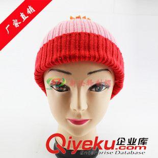 套頭帽 東莞生產廠家定做翻邊提花六角針織毛線帽子 女士簡約條紋套頭帽原始圖片3