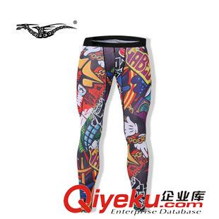 四針六線下裝 運(yùn)動戶外騎行踏青 數(shù)碼3D印花吸濕排汗緊身修身健身長褲工廠批發(fā)