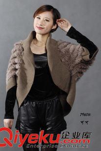 編織皮草 歐美秋冬爆款蝙蝠袖兔毛編織寬松披肩女式皮草外套批發一件代發