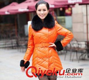 zp衣 外貿出口狐貍毛領毛毛長袖修身中長款真綿羊皮羽絨服外套批發熱銷原始圖片2
