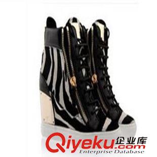 歐美鞋 2015歐美爆款GZ豹紋馬毛鏈條GZ內(nèi)增高舒適8CM跟保暖高幫鞋休閑原始圖片2
