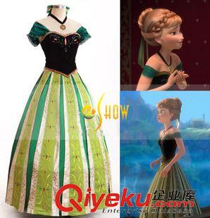 冰雪奇緣 高品質(zhì) cosplay服裝女 冰雪奇緣 艾爾莎elsa 加冕禮服 綢緞連衣裙