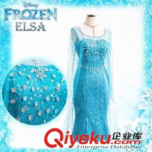 冰雪奇緣 批發(fā)frozen冰雪愛爾莎禮服湖藍針織連衣裙女cosplay動漫裝漫之秀