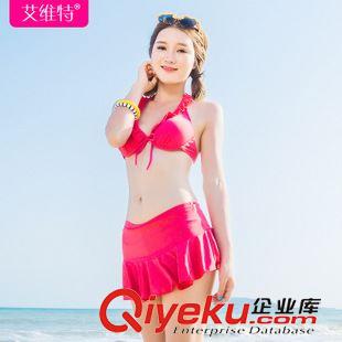 bjn 溫泉沙灘少女bjn泳裝三件套大小胸鋼托聚攏平角保守bjn罩衫