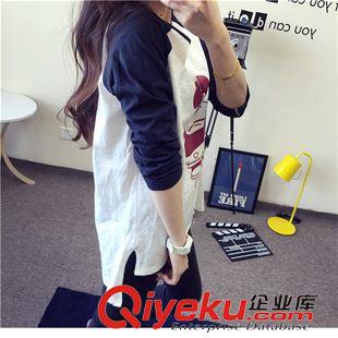 4月 18號(hào) 新款 韓國(guó)東大門代購(gòu)寬松竹節(jié)棉打底衫 休閑長(zhǎng)袖t恤撞色米老鼠印花女款原始圖片2
