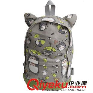 雙肩背包、挎包 龍貓雙肩包批發(fā)龍貓貓耳朵帆布雙肩包背包書(shū)包原始圖片3
