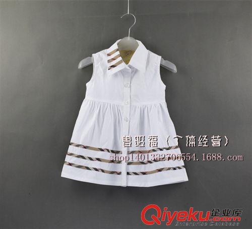 裙子 【新品】2015外貿(mào)童裙 女童無袖寶寶格子裙 品牌翻領(lǐng)開衫 批發(fā)原始圖片2