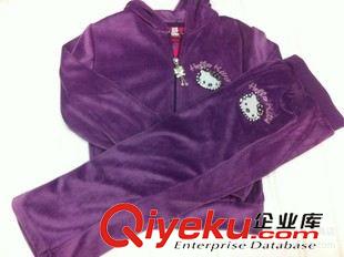 春秋套裝 tj外貿(mào)女童小貓頭圖案天鵝絨套裝童裝韓版套裝兒童套裝批發(fā)原始圖片2