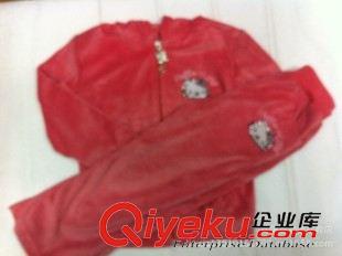春秋套裝 tj外貿(mào)女童小貓頭圖案天鵝絨套裝童裝韓版套裝兒童套裝批發(fā)原始圖片3