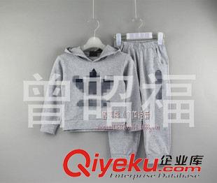 外套 風衣 夾克 2015新款秋款童裝 純棉男女童連帽運動套裝 套頭印花童裝套裝直銷原始圖片2