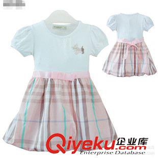 1件代發(fā) 爆款外貿(mào)童裝 韓版圓領針織女孩連衣裙 泡泡袖燈籠裙2-7歲童裝原始圖片3