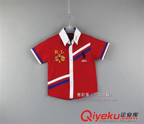 tj 2015外貿新款批發 品牌童襯衣 繡花襯衣撞色男孩襯衫童裝批發